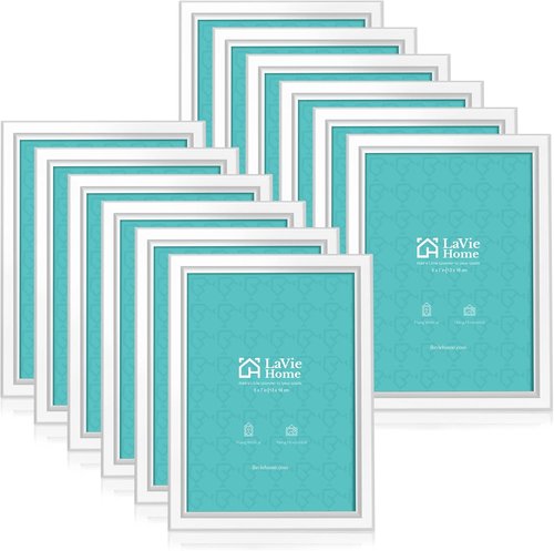 LaVie Home 5x7 Picture Frames - Classic White Design | High Definition Glass for Wall & Table Display (12 Pack)