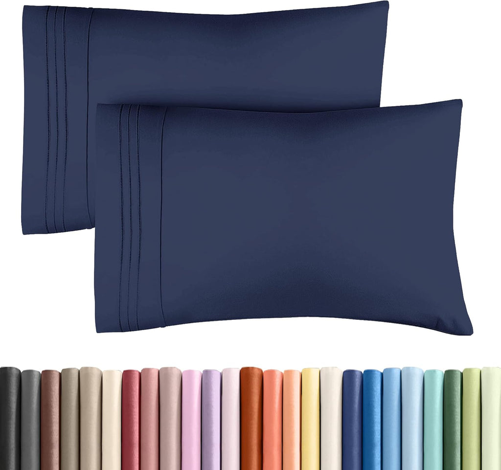 Skiennix Standard Pillow Cases Set of 2 | Ultra-Soft Hotel Quality, Wrinkle-Free, Navy Blue