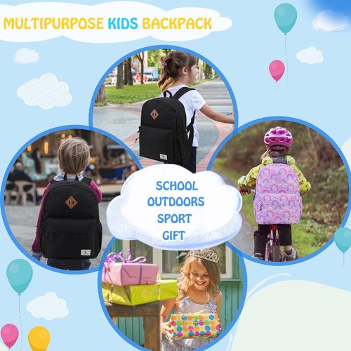 Kids Backpack, Lightweight Toddler Backpack for Age 3-7 Boys,Small Preschool Girls Kindergarten Bookbag with Front Chest Buckle,Black VONXURY