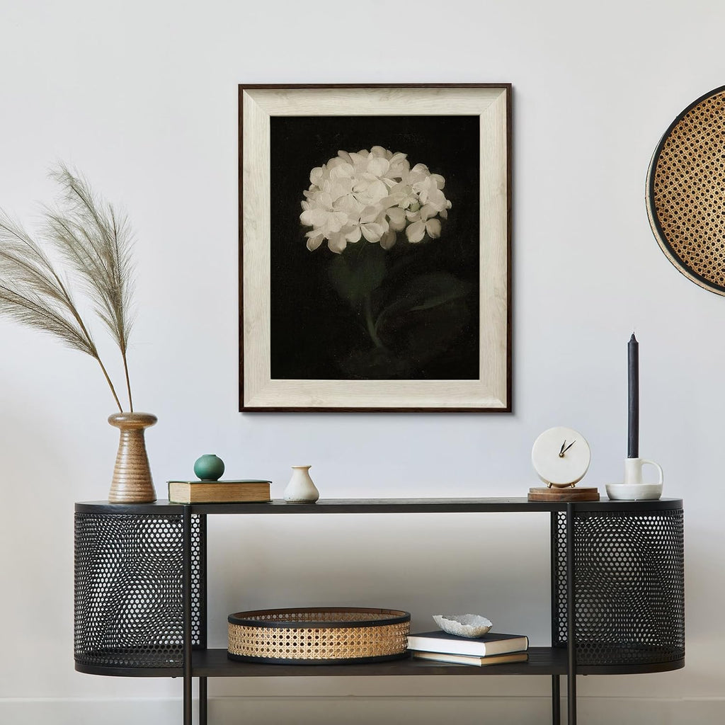 Razliubit White Flower Wall Art Prints - Replaceable Retro Decor for Aesthetic Rooms | 10"x12" Framed Artwork