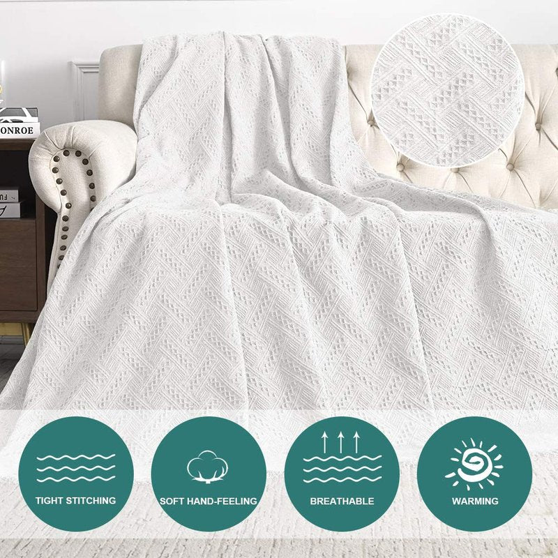 MYSKY HOME White Sofa Covers for 3 Cushion Couch Geometrical Sectional Sofa Couch Cover Living Room Sofa Throws Sofa Slipcovers for Pets, Kids (XXX-Large, 91" x 150", White)