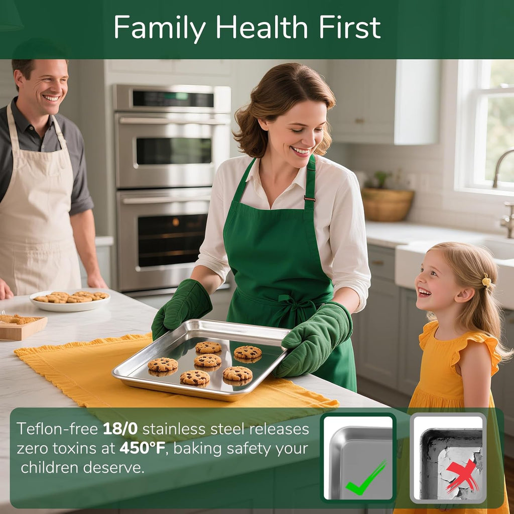 Regine Switzerland 18/0 Stainless Steel Baking Sheet - 12.4 Inch Oven-Safe Non-Toxic Cookie Sheet | Rust Resistant & Easy to Clean
