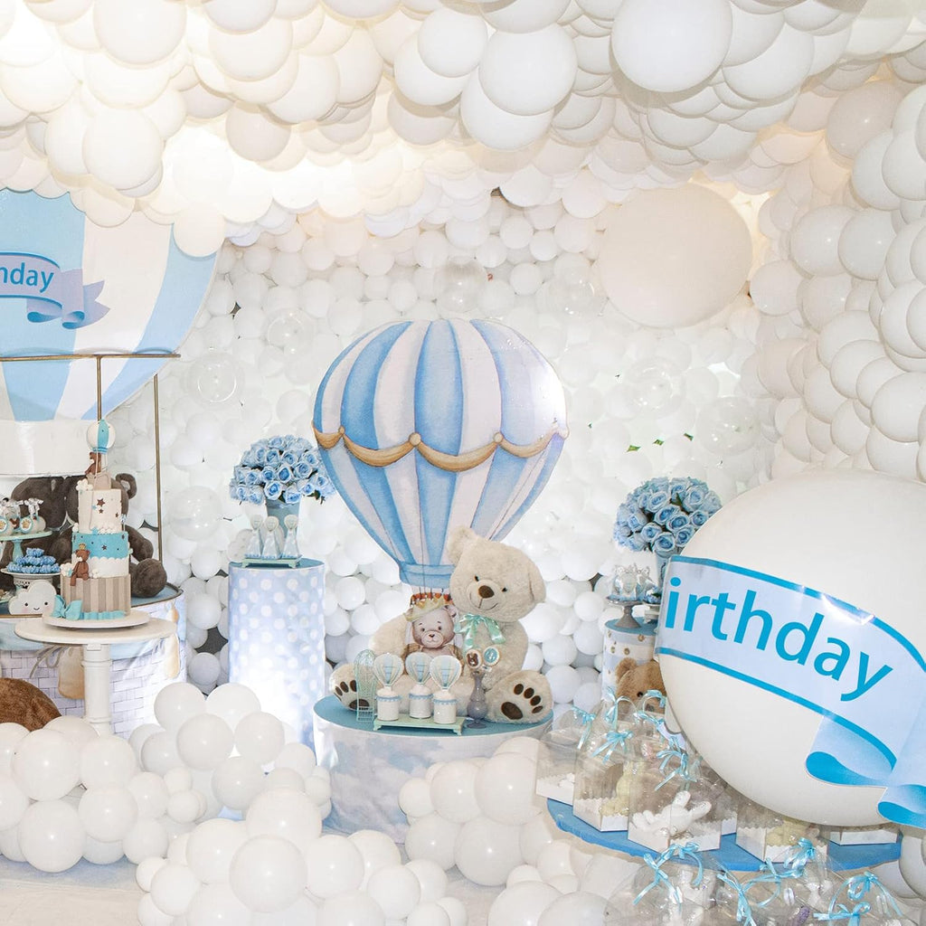 ASIYUHY White Balloons - 100 Pack 12 Inch Latex Balloons with Ribbons for Weddings & Parties