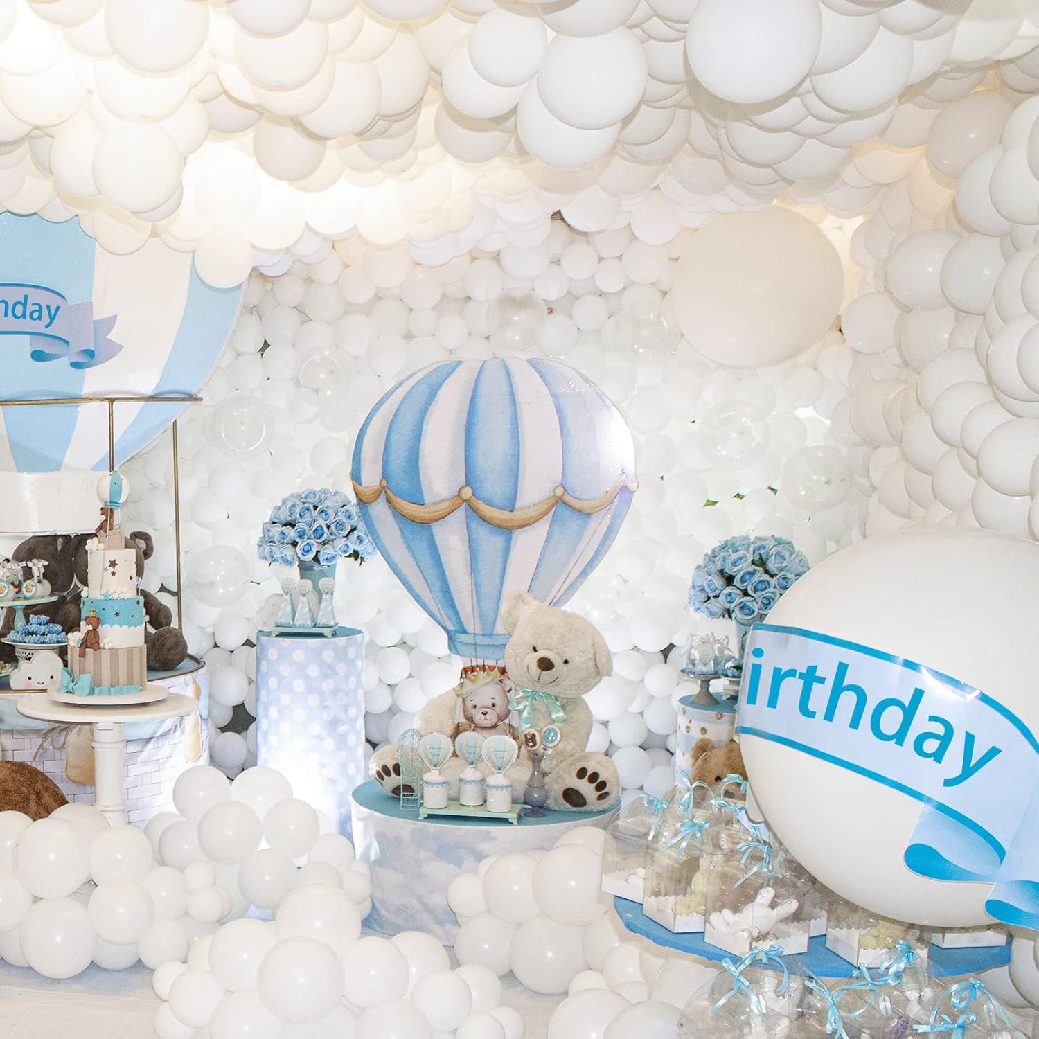 ASIYUHY White Balloons - 100 Pack 12 Inch Latex Balloons with Ribbons for Weddings & Parties