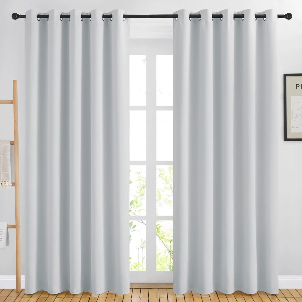 NICETOWN Blackout Curtains - Noise Reducing Thermal Insulated Drapes | 66 x 80 Inch, Greyish White, 2 Panels
