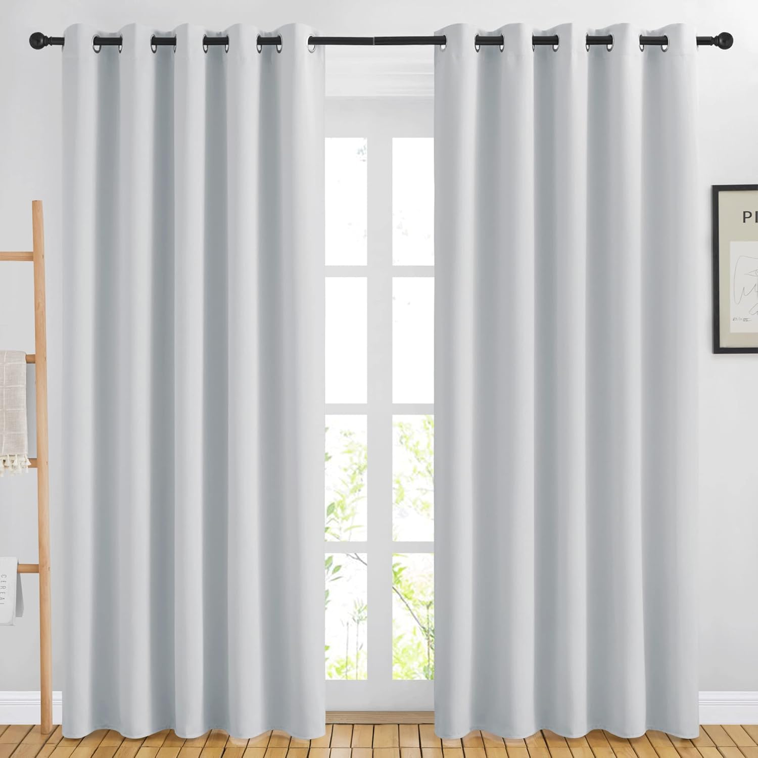 NICETOWN Blackout Curtains - Noise Reducing Thermal Insulated Drapes | 66 x 80 Inch, Greyish White, 2 Panels