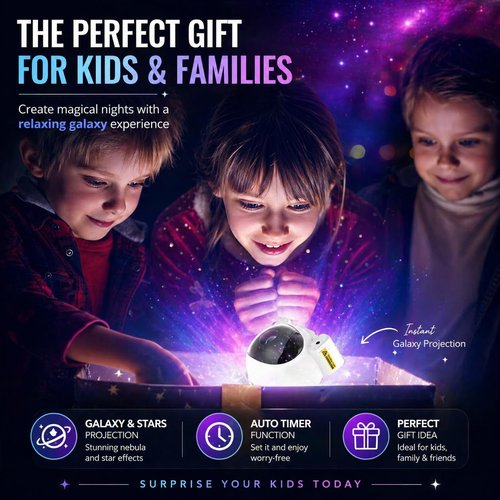 Homefy Astronaut Galaxy Projector – 7 Nebula Effects & Twinkling Green Stars, 360° Rotatable Head, Remote & Timer, Space-Themed Night Light for Kids & Adults, Room Decor Gift (White)
