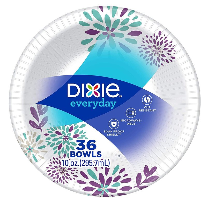Dixie Everyday Paper Bowls, 10 Ounces, 36 Count, Lunch Size Disposable Plates (2 PACK)