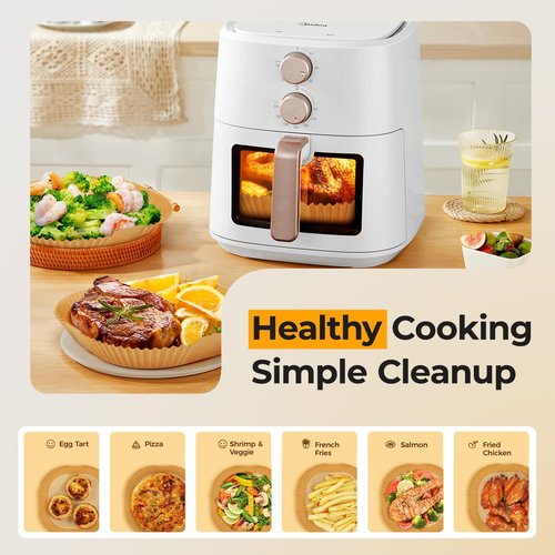 400 Pcs Air Fryer Liners Disposable, 8" Square Heavy-Duty Parchment Paper for 5-8 qt Airfryer Basket, Non-Stick & Grease-Proof Baking Liner for Oven Pan