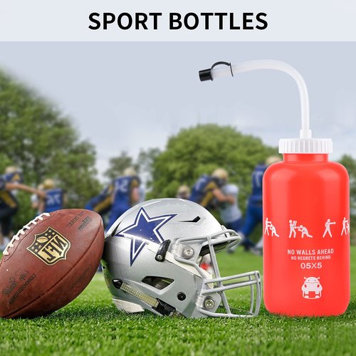 SHOKE Squeeze Sports Water Bottles Boxing Water Bottle with Long Straw BPA free Squeezable 1 Liter Hockey Water Bottle Plastic Leak Proof for Football Hockey Lacrosse Gym Cycling 32 Oz Mother's Day