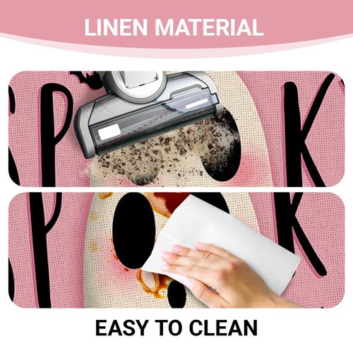 Livcoz Pink Halloween Spooky Ghost Kitchen Rugs Set of 2, Cute Bats Boo Floor Mats Home Decor, Funny Door Mat Decorations - 17x29 and 17x47 Inches