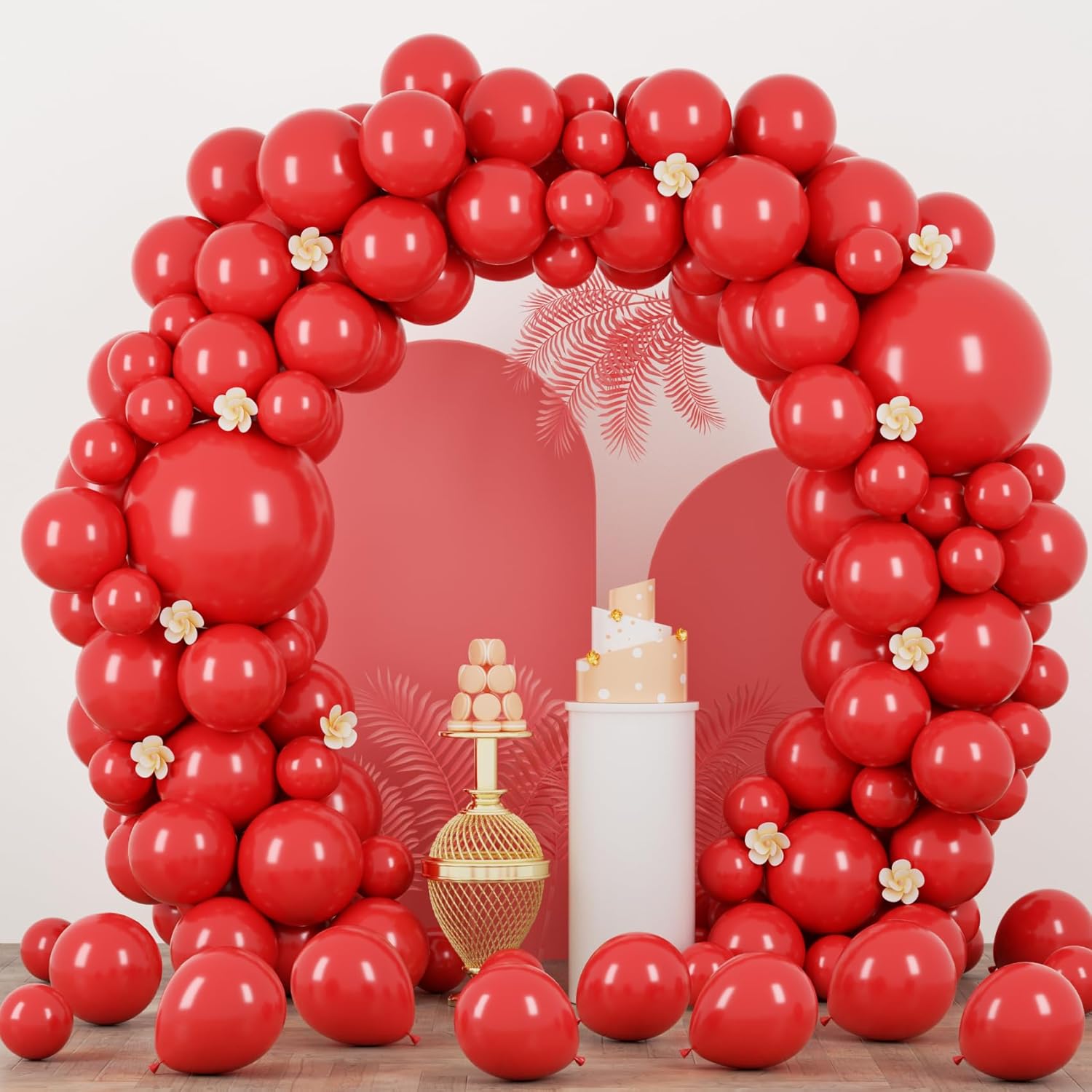 Voircoloria Red Balloon Garland Arch Kit - 90 Pack in Various Sizes for Valentine's Day, Weddings & Parties