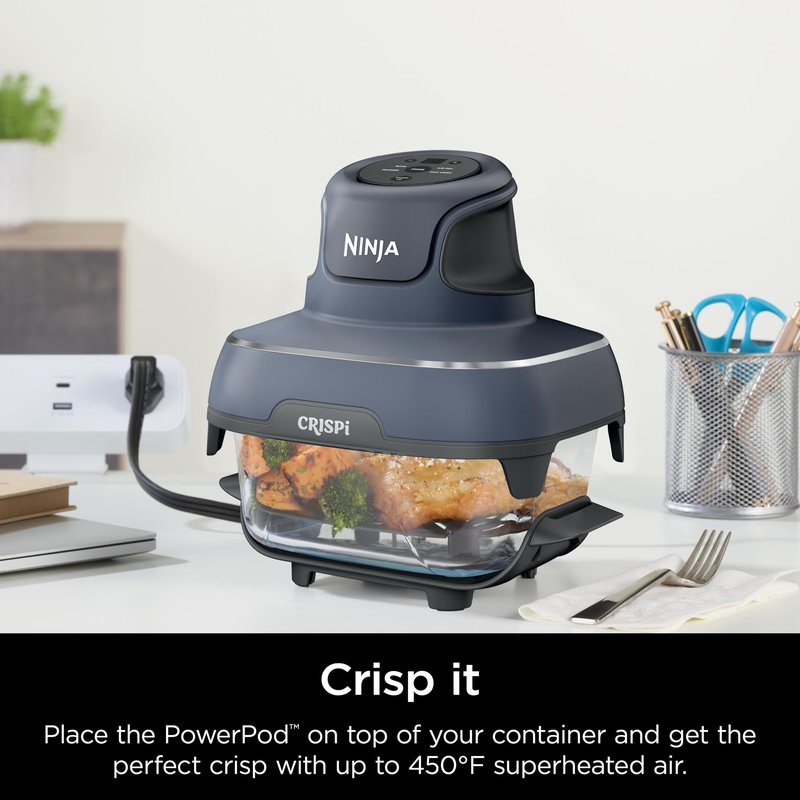 Ninja 6 Cup CleanCrisp Glass Container with Leak-Proof Storage lid, Compatible with Ninja Crispi® Portable Cooking System, Microwave, Freezer & Dishwasher Safe, PFAS & PTFE Free Glass, XSKSFN6CUP