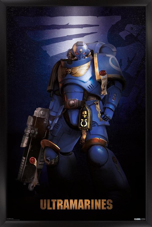 Warhammer 40K - Ultramarine Wall Poster, 34L" x 22.4W", Black Framed Version