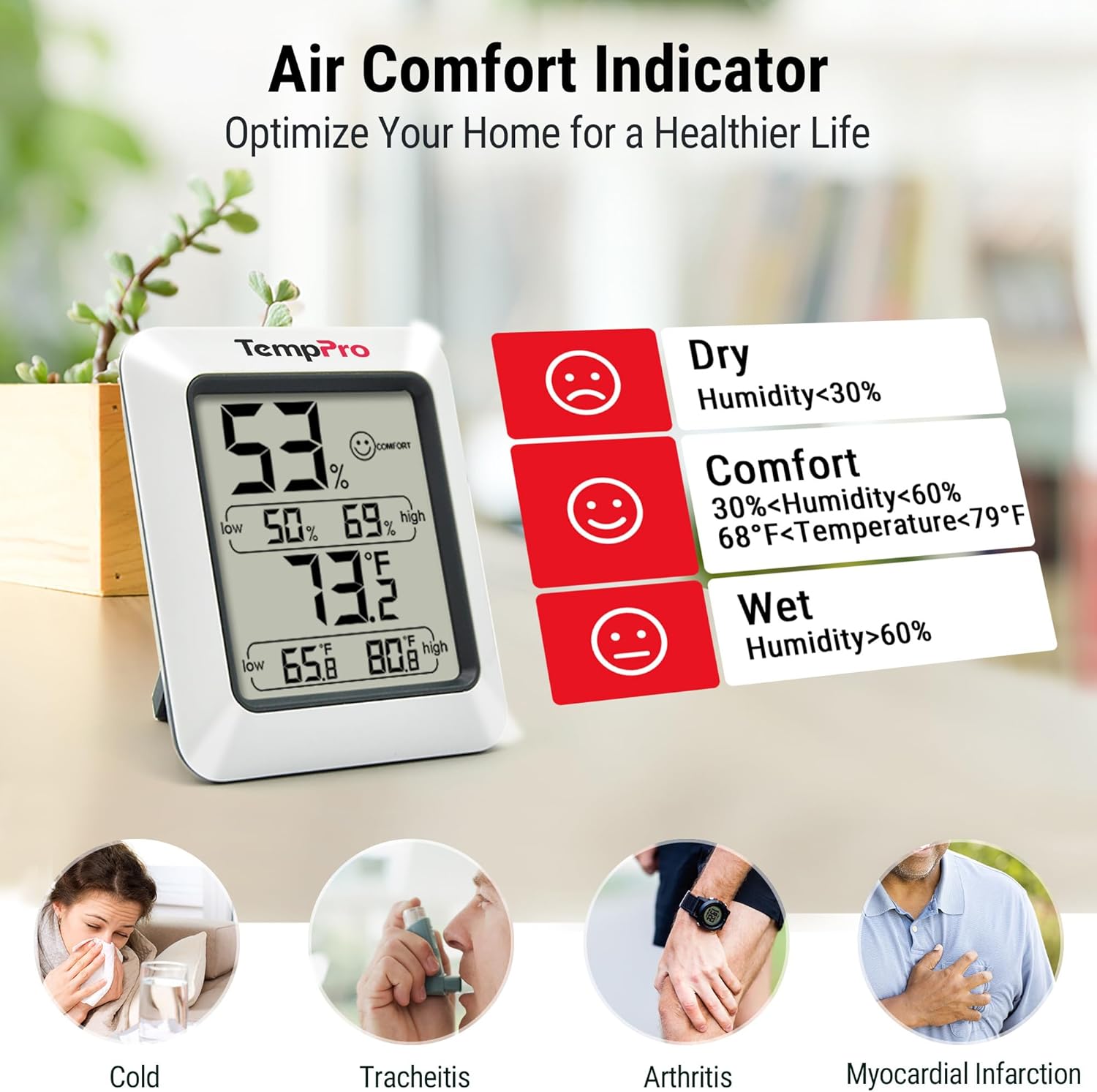 TempPro TP50 Digital Hygrometer | 2-Piece Indoor Thermometer & Humidity Gauge Set