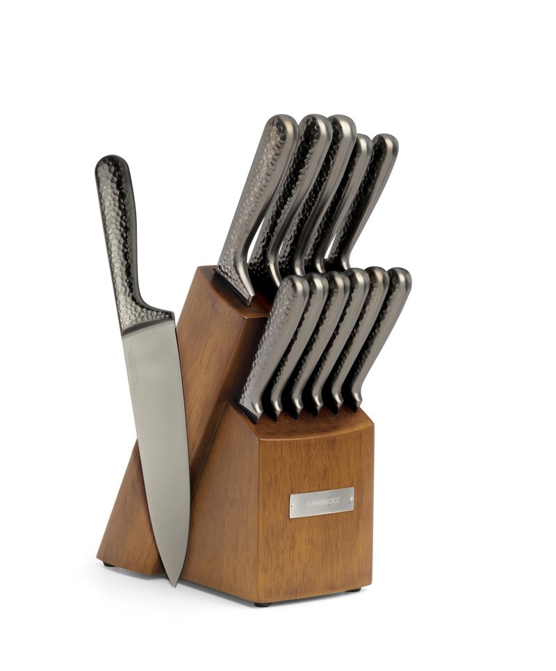 Cambridge Silversmiths Nero Cutlery Set with Block, Stainless Steel,12-Piece