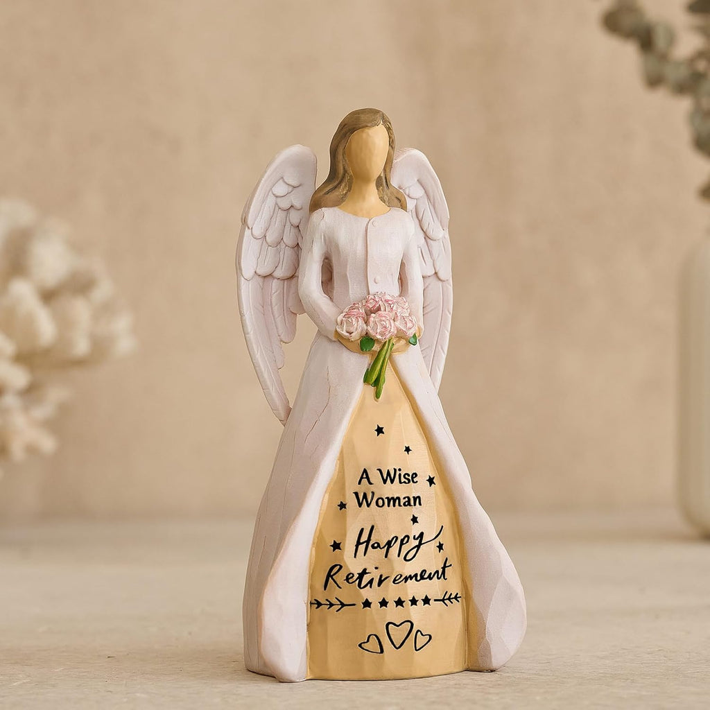 NAN ZAI NAN FANG Retirement Gifts for Women | Funny Hand-Painted Angel Figurine - 5.5" Personalized Gift for Coworkers, Teachers, Nurses & Friends