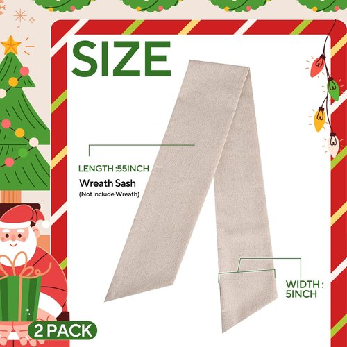 Boxwood Wreath Sash by [Brand Name] - 2 Pack Burlap Front Door Decor | Elegant Porch Garland