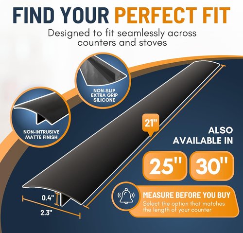 Linda’s Essentials Silicone Stove Gap Covers - Heat Resistant Oven Gap Filler | Easy to Clean (21 Inches, Black)