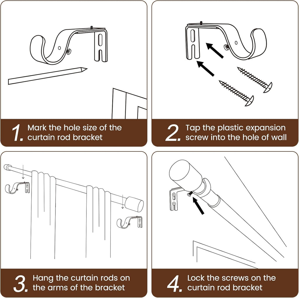 Skiennix Adjustable Curtain Rod - Heavy Duty 30-45 Inch Matte Black Splicing Metal for Windows