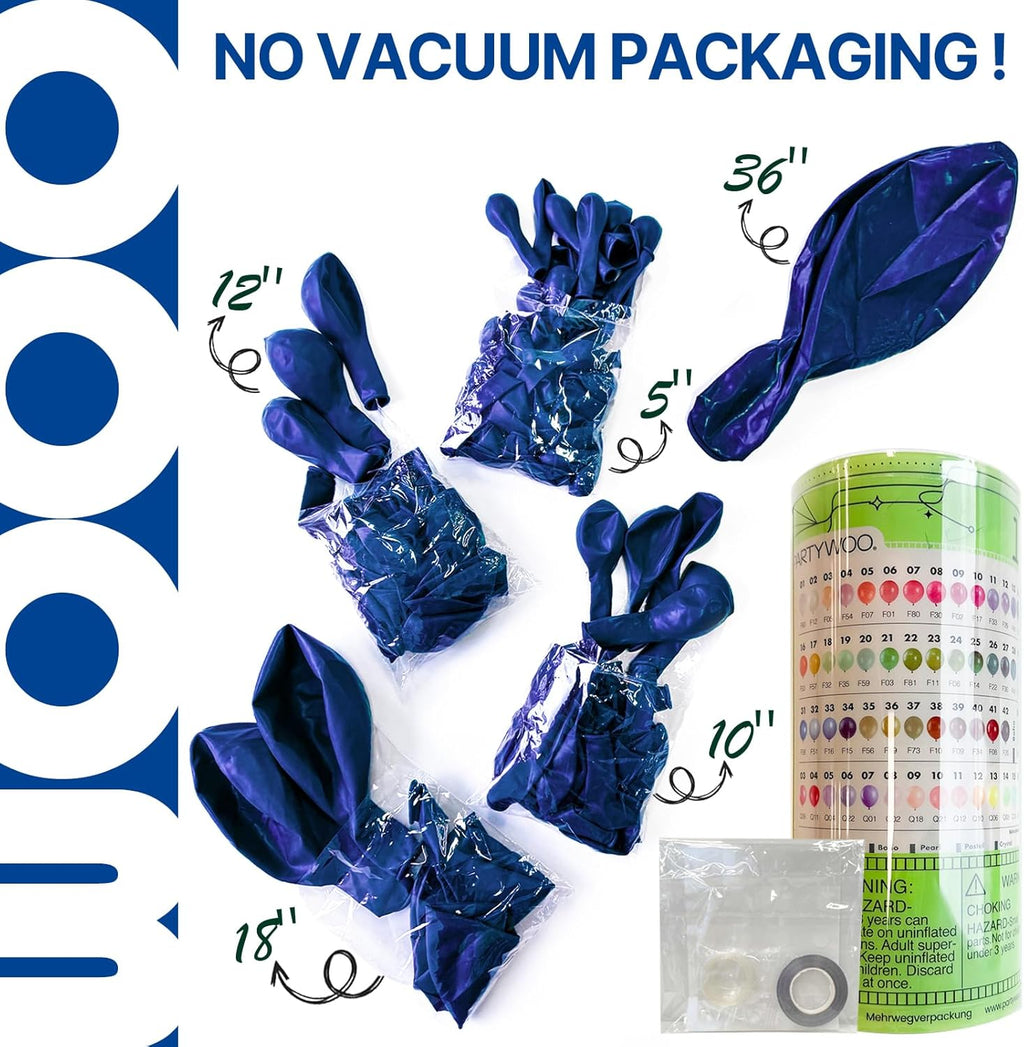 PartyWoo Royal Blue Balloons - 127-Piece Arch Kit for Baby Shower & Graduation | Various Sizes 5-18 Inch