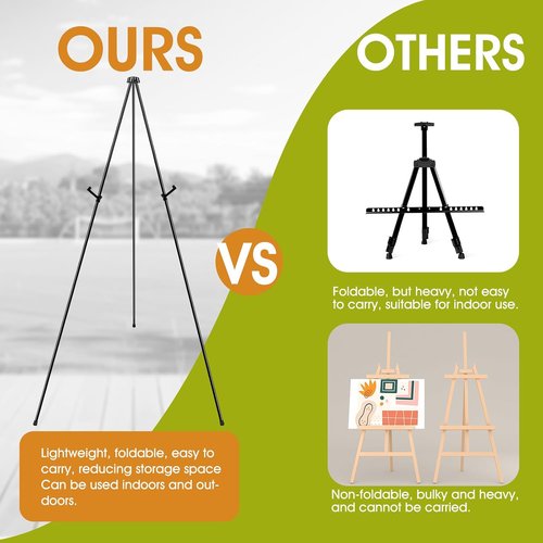AROIC 63" Portable Metal Easel Stand - Adjustable Floor Easels for Signs, Art & Weddings | 3-Pack with Storage Bags