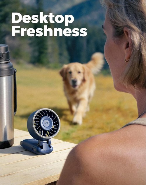 Diveblues Portable Handheld Fan - 7.4m/s Turbo Speed | 180° Foldable 4-in-1 Neck Fan with USB-C Rechargeable Battery