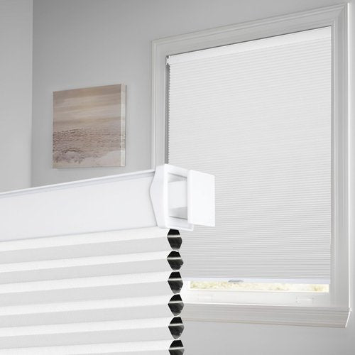 Homedemo Cordless Cellular Shades, No Tools No Drill Blackout Honeycomb Shades Pleated Blinds for Windows, White 35" W x 64" H