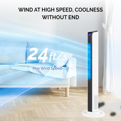 Bonnlo 42" Smart Tower Fan - Quiet Oscillating Floor Fan with APP & Remote Control | 3 Modes, 3 Speeds, 12H Timer