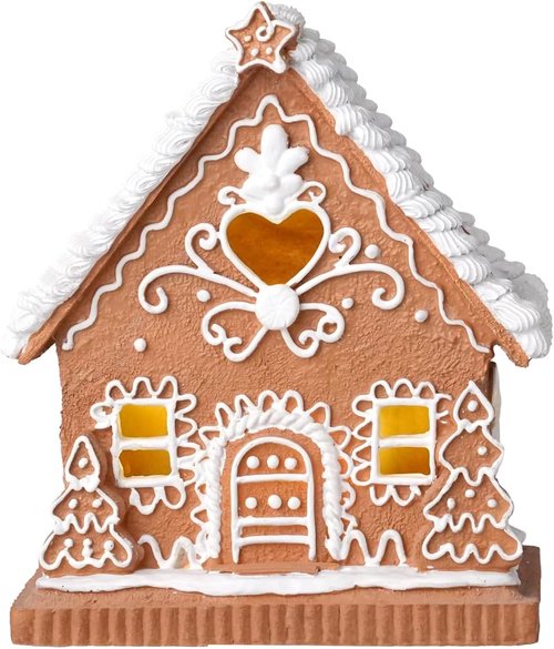 Gingerbread House | Light-Up Christmas Decor | Festive 8.5-Inch Gingerbread Village Decoration