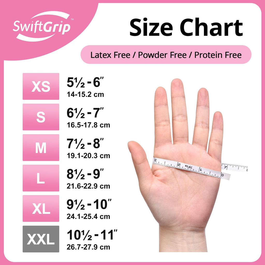 SwiftGrip Pink Nitrile Gloves, 3-mil, Industrial Gloves Disposable Latex Free, for Cleaning & Esthetician, Rubber Powder-Free, 1000-ct Case (Large) Large (Pack of 1000)