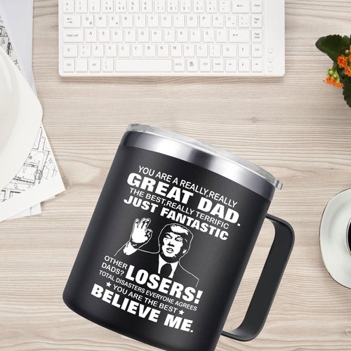 Abledn Christmas for Dad Gifts - You're A Really Great Dad Coffee Mug - Funny Birthday Gifts for Men Fathers Husband and Grandpa from Daughter, Son (14oz, Black)