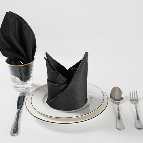 Cloth Napkins 17x17 inch Washable Polyester Dinner Napkins Soft Table Napkins for Wedding Party Dining Banquet(Black,50PCS)