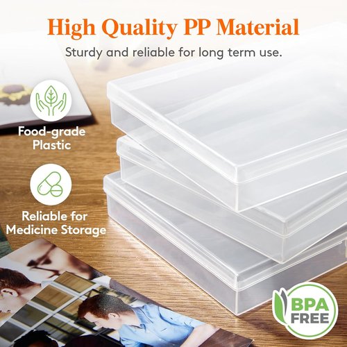 Lifewit Photo Storage Box - 18 Clear Organizers with Lids & Labels | 4x6 Size for Photos & Crafts