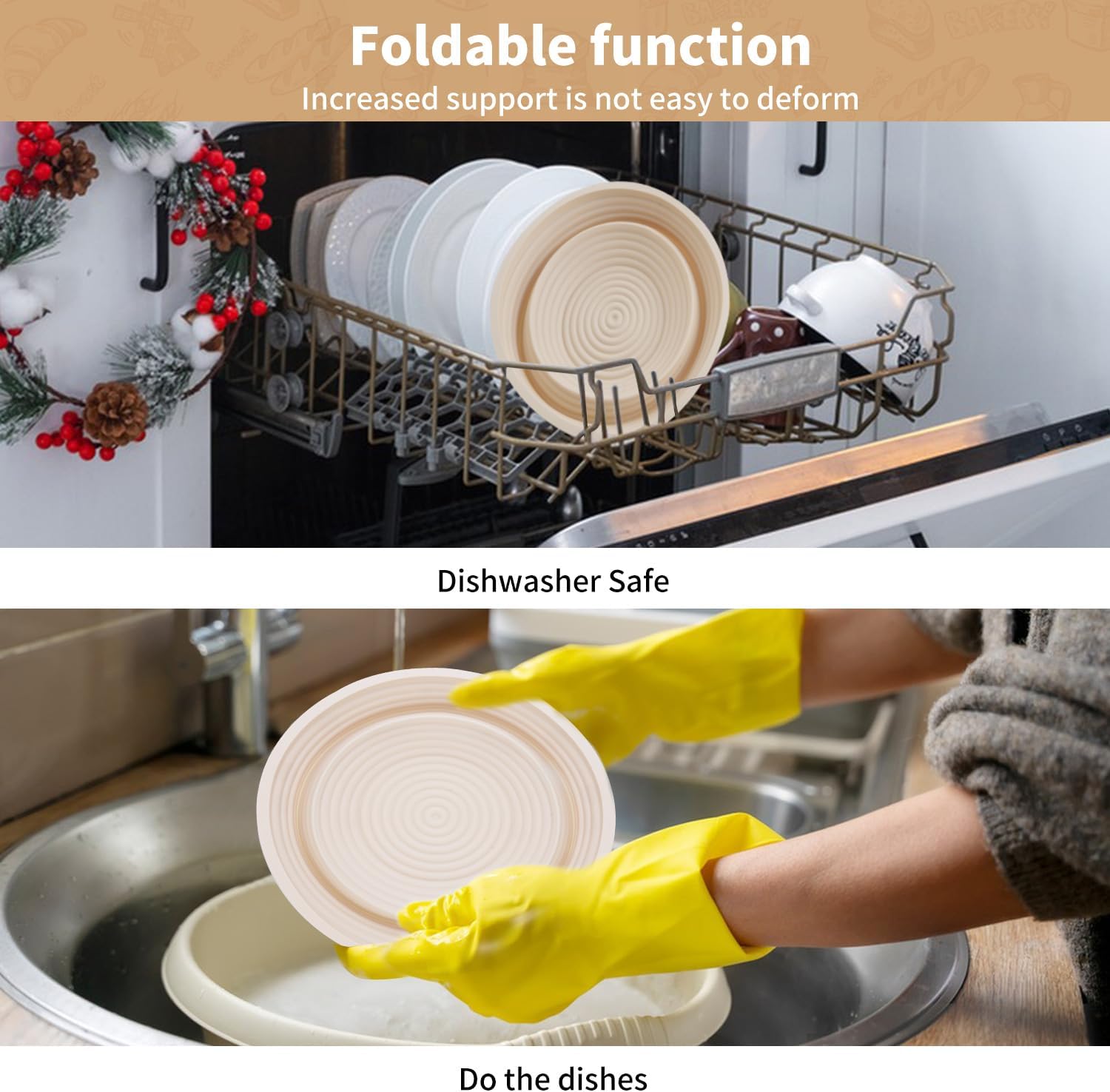 Skiennix Silicone Banneton Bread Proofing Baskets - 10" Oval & 9" Round Non-Stick Dough Bowls | BPA-Free Sourdough Baking Supplies