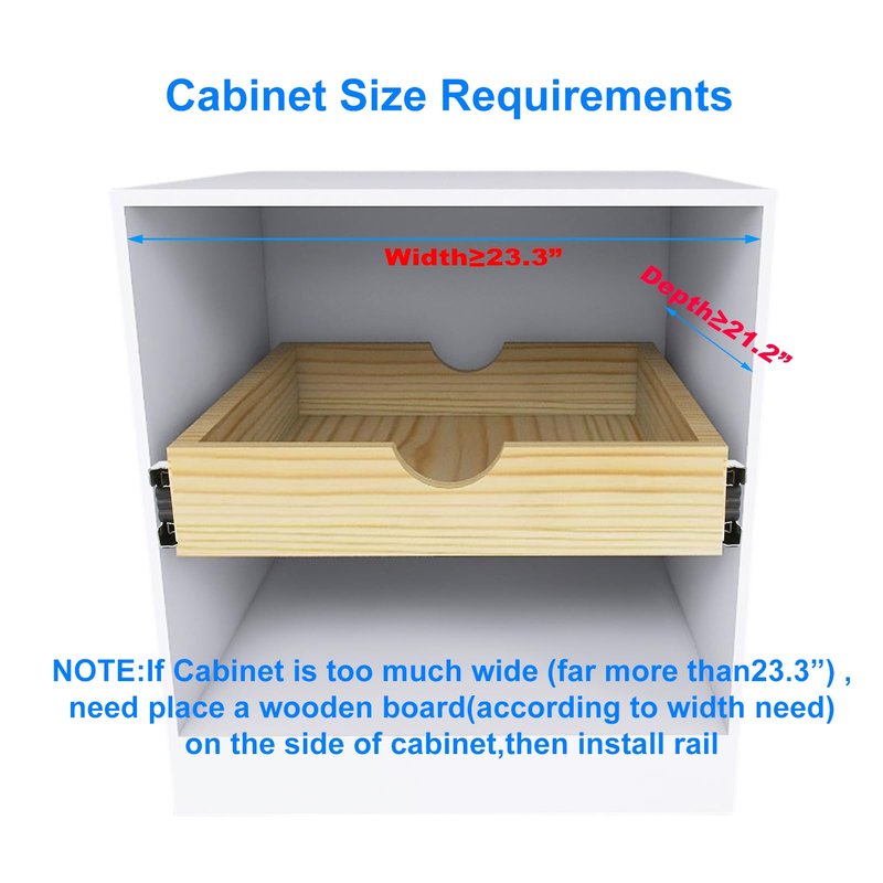 Sawjut Pull Out Cabinet Drawer, Slide Out Wood Cabinet Drawer Shelf Storage Organizer, Drawers for Base Cabinets Kitchen Pantry(23" W x 21" D)