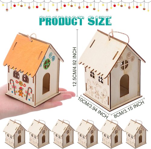DoubleFill 36 Pcs Wooden Gingerbread House Craft Kit - DIY 3D Christmas Village for Kids, Perfect for Winter Art Parties