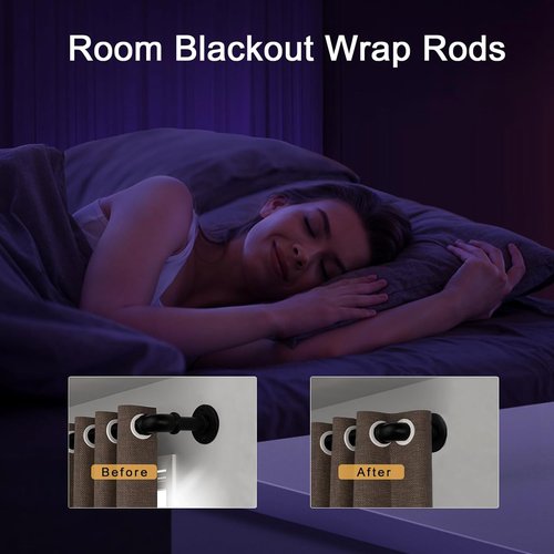 Black Curtain Rods by [Brand Name] - Adjustable 18 to 88 Inch Industrial Pipe Design | Wall/Ceiling Mounted