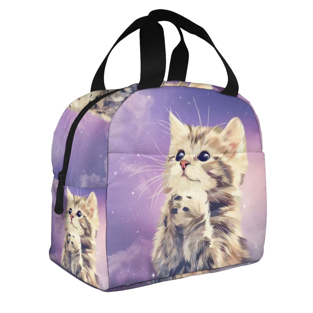 Aiojool Galaxy Cat Lunch Bag Insulated Lunch Box Reusable Cooler Thermal Meal Tote For Kids Teen Boy Girl
