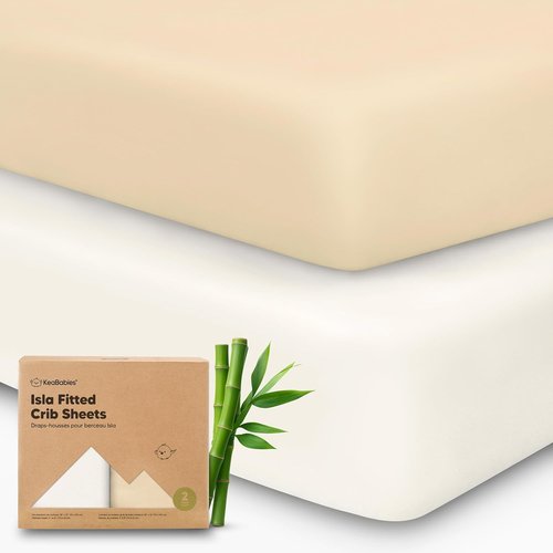 KeaBabies Baby Crib Sheets - Soft & Cozy 2-Pack Fitted Viscose Bamboo Toddler Bedding | 52x28 (Khaki)