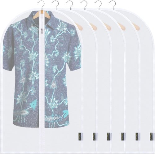 BALEINE 40'' Translucent Garment Bags - 6 Pack PEVA Dress Storage Bags for Closet Organization | White