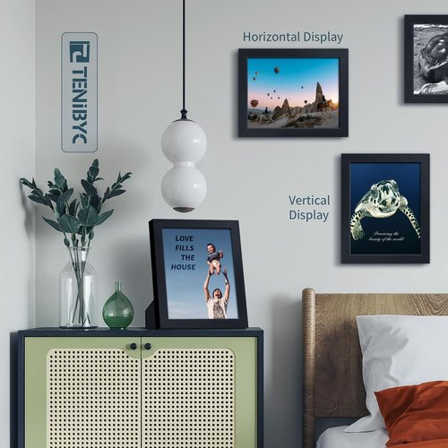 Black Woodgrain Picture Frame Set of 3 by [Brand Name] - Solid Wood & HD Tempered Glass for Table Display or Wall Hanging