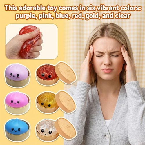 Dumpling Squishy | Glitter Dumplings Stress Balls - Colorful Fidget Sensory Toy for Easter Basket Stuffers