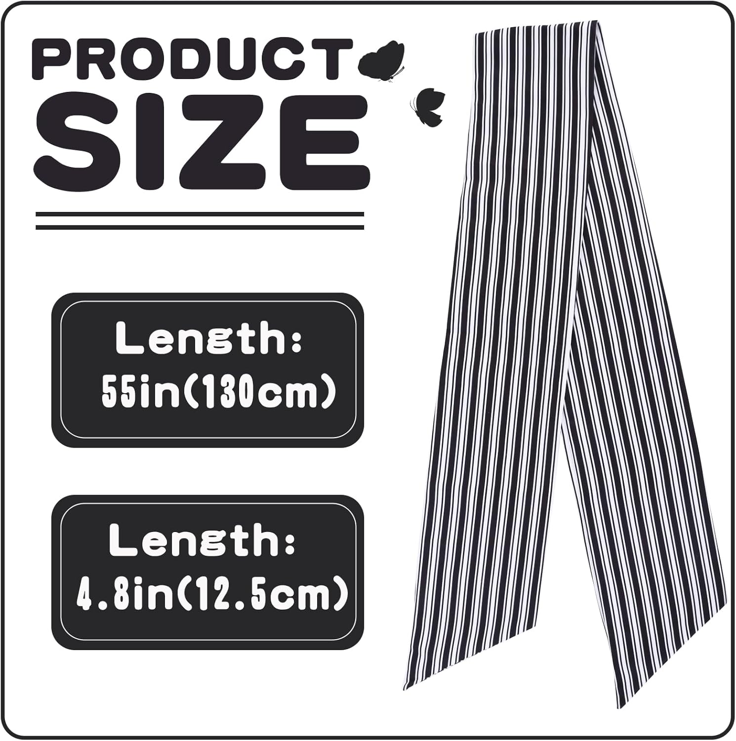TONIFUL Easter Wreath Sash - Black & White Stripe 4.5" x 56" Indoor/Outdoor Decor for Front Door