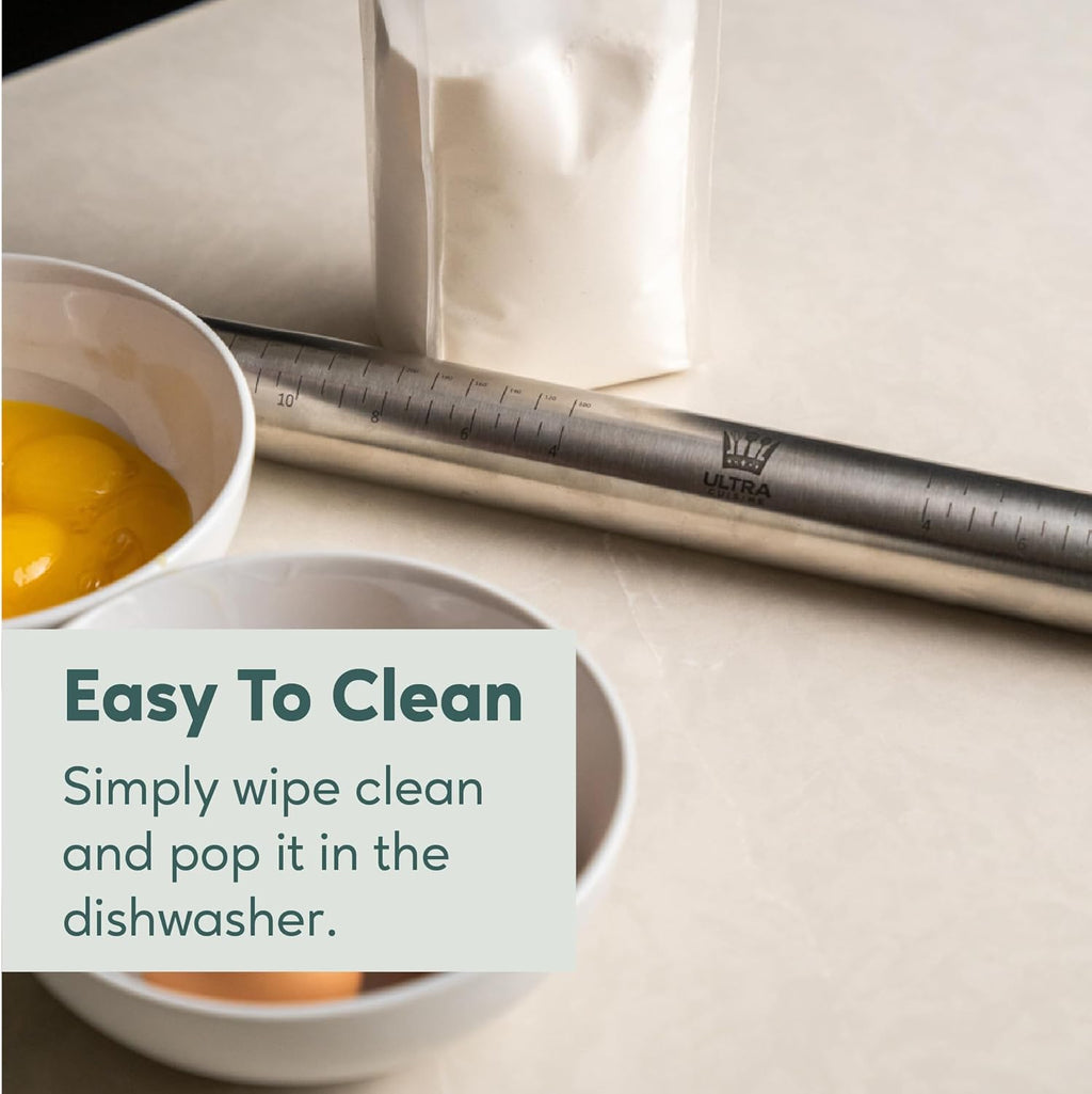Ultra Cuisine French Rolling Pin - Tapered Stainless Steel Design for Baking | Professional & Home Use, Dishwasher-Safe