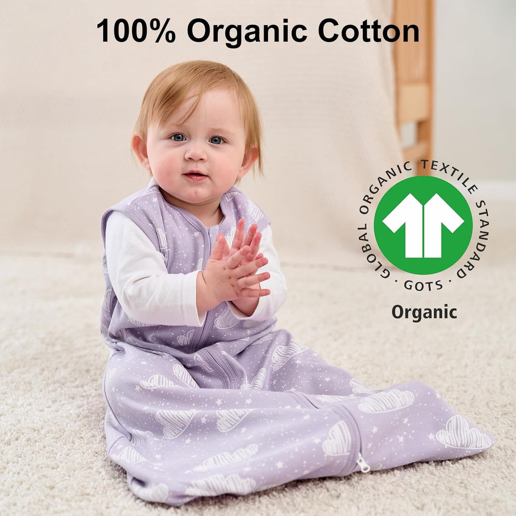 Yoofoss Baby Sleep Sack | 100% Organic Cotton Wearable Blanket for 0-6 Months | 2-Way Zipper, 3 Pack