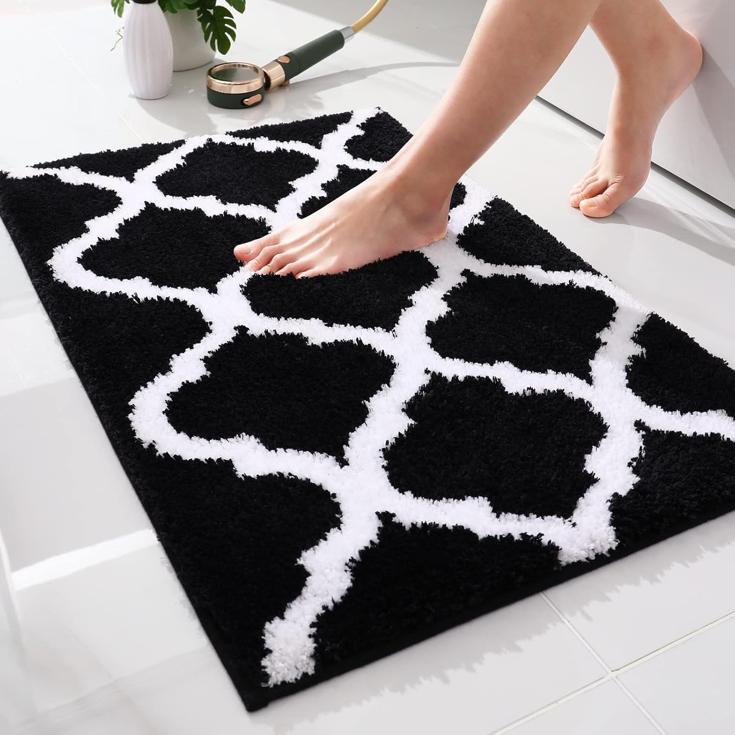 OLANLY Bathroom Rugs - Soft, Absorbent Microfiber Non-Slip Mats | 30x20 Inches, Black
