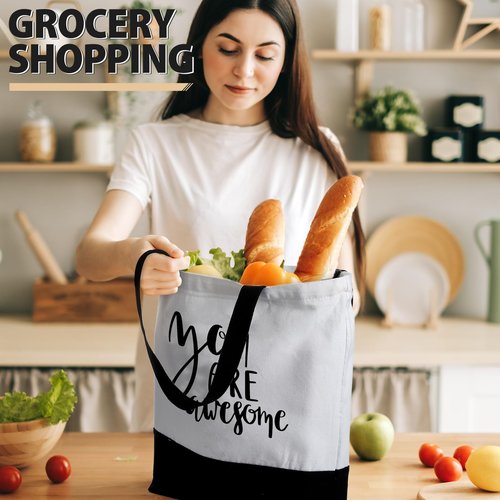 Silkfly 32 Pcs Thank You Canvas Tote Bags with Handles Inspirational Makeup Bags Set for Women Teacher Employee Gifts(Motivation)