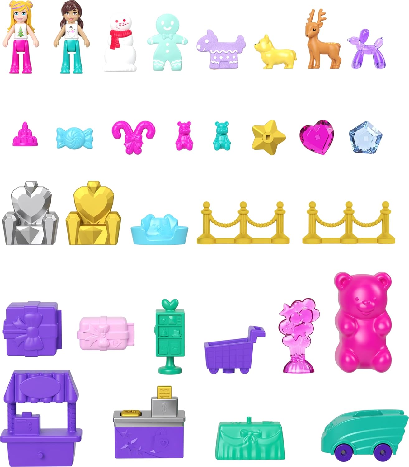 Polly Pocket Advent Calendar - Gingerbread House Playset with 24 Surprises & Holiday Accessories