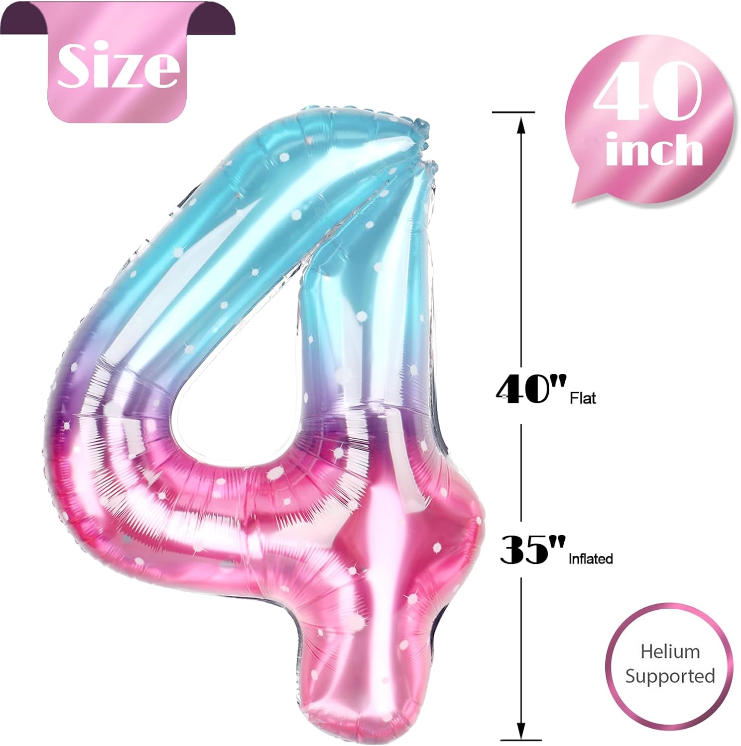 Starry Sky 40-Inch Number 4 Balloon - Perfect 4th Birthday Decorations for Girls | Large Party Decor